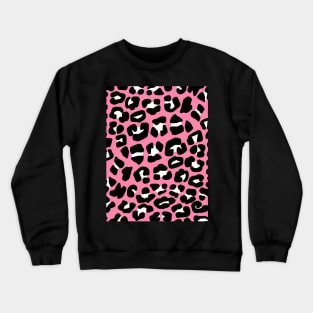 Pink Leopard Spots Print Crewneck Sweatshirt